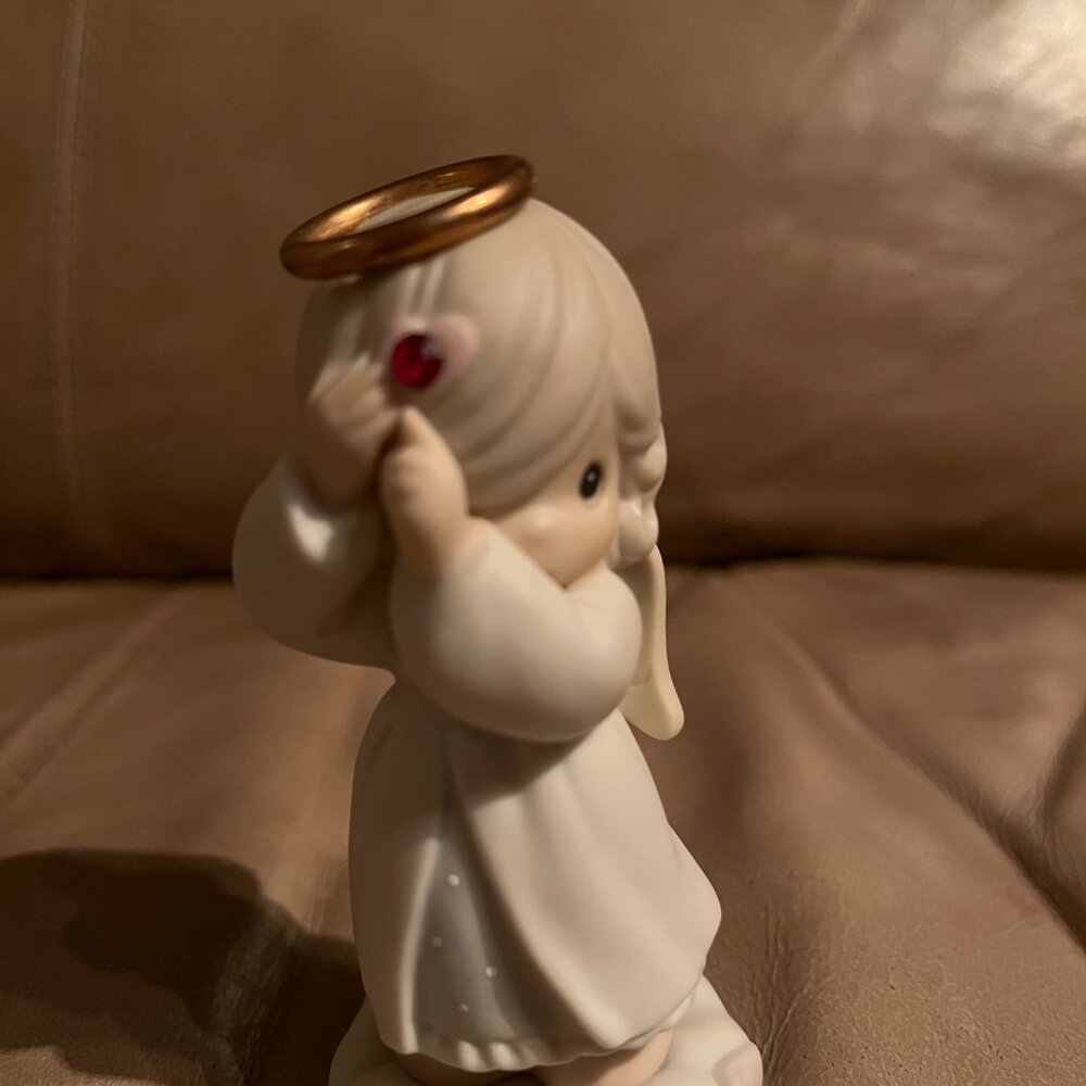 Vintage 1996 Precious Moments July Red Crystal Angel Figurine